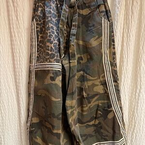 POL Animal and Camo Print Wide Leg Pants